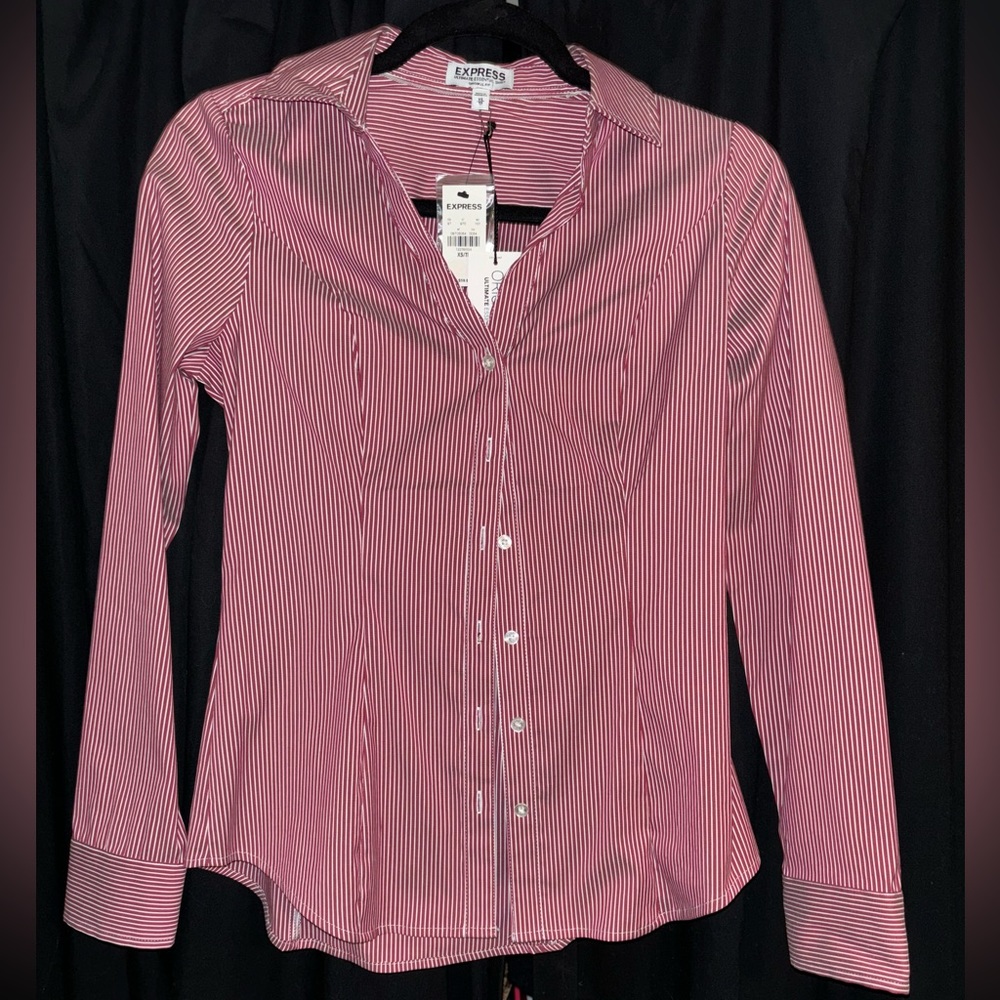 Express Ultimate Essential Shirt - Red Slim Fit Size XS